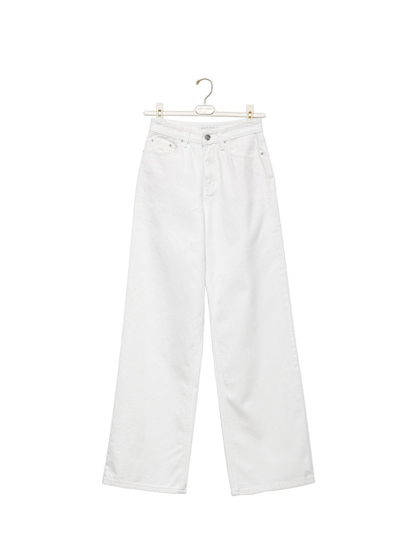 HIGH RISE WIDE LEG WHITE DENIM JEANS