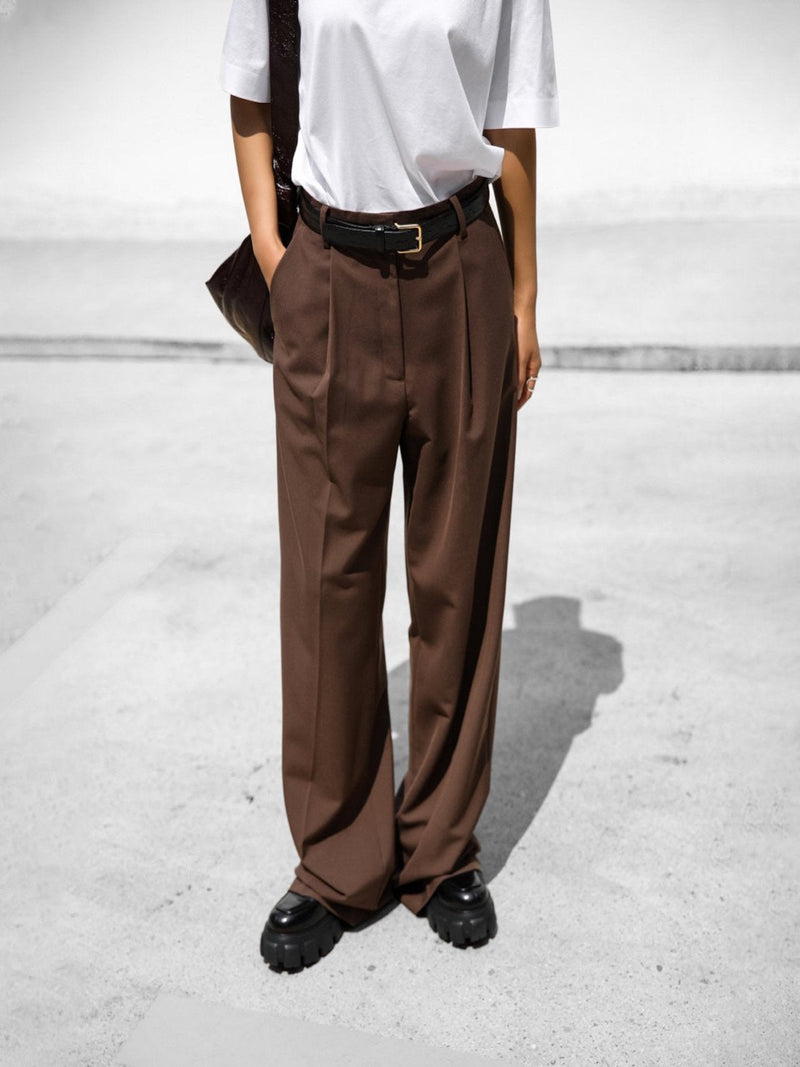 HIGH WAIST ONE PLEAT WIDE TROUSERS