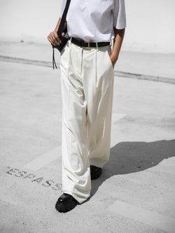 HIGH WAIST ONE PLEAT WIDE TROUSERS