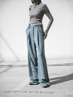 HIGH WAIST ONE PLEAT WIDE TROUSERS