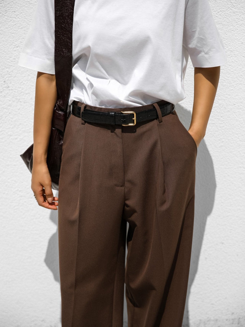 HIGH WAIST ONE PLEAT WIDE TROUSERS