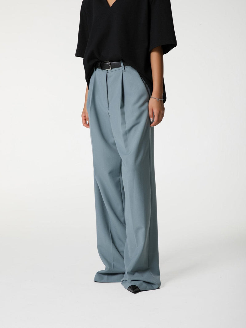 HIGH WAIST ONE PLEAT WIDE TROUSERS