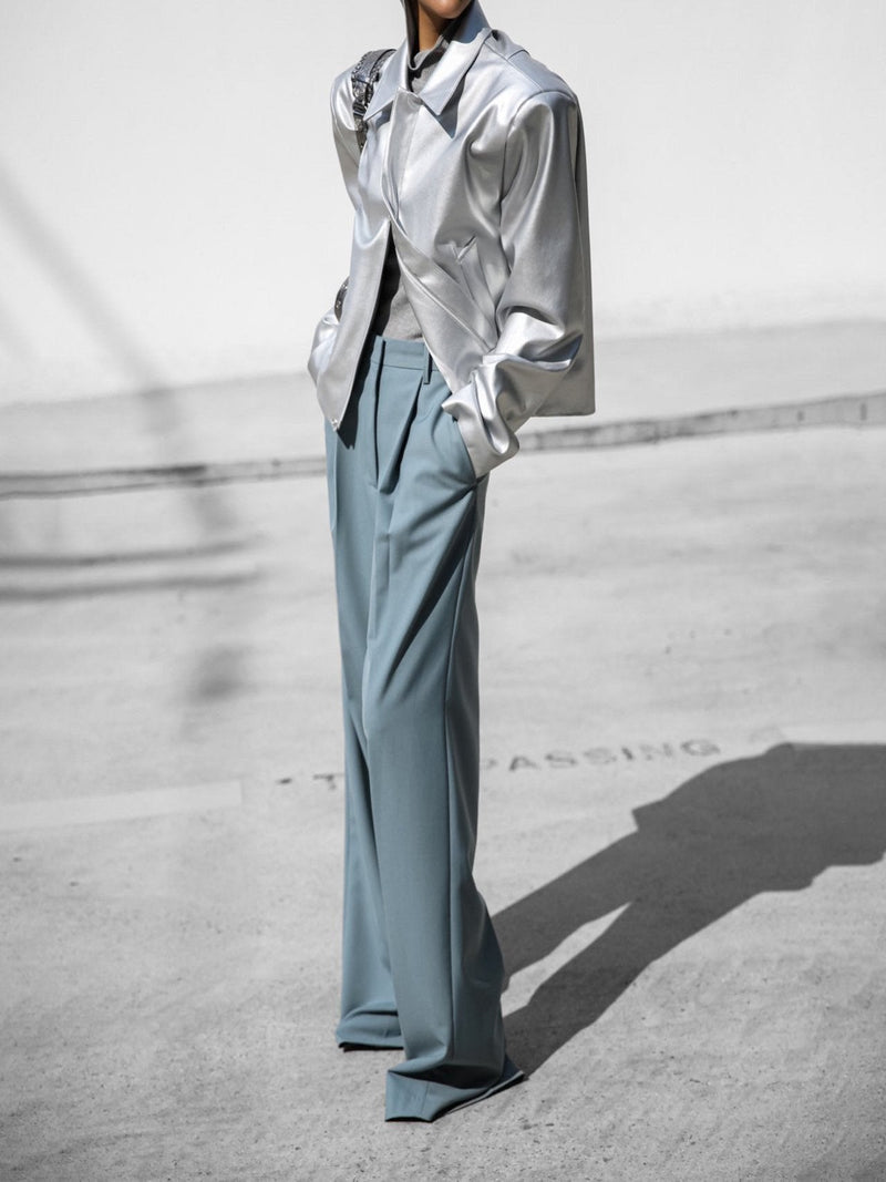 HIGH WAIST ONE PLEAT WIDE TROUSERS