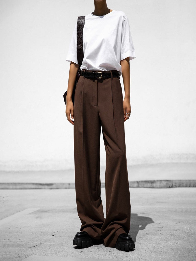 HIGH WAIST ONE PLEAT WIDE TROUSERS