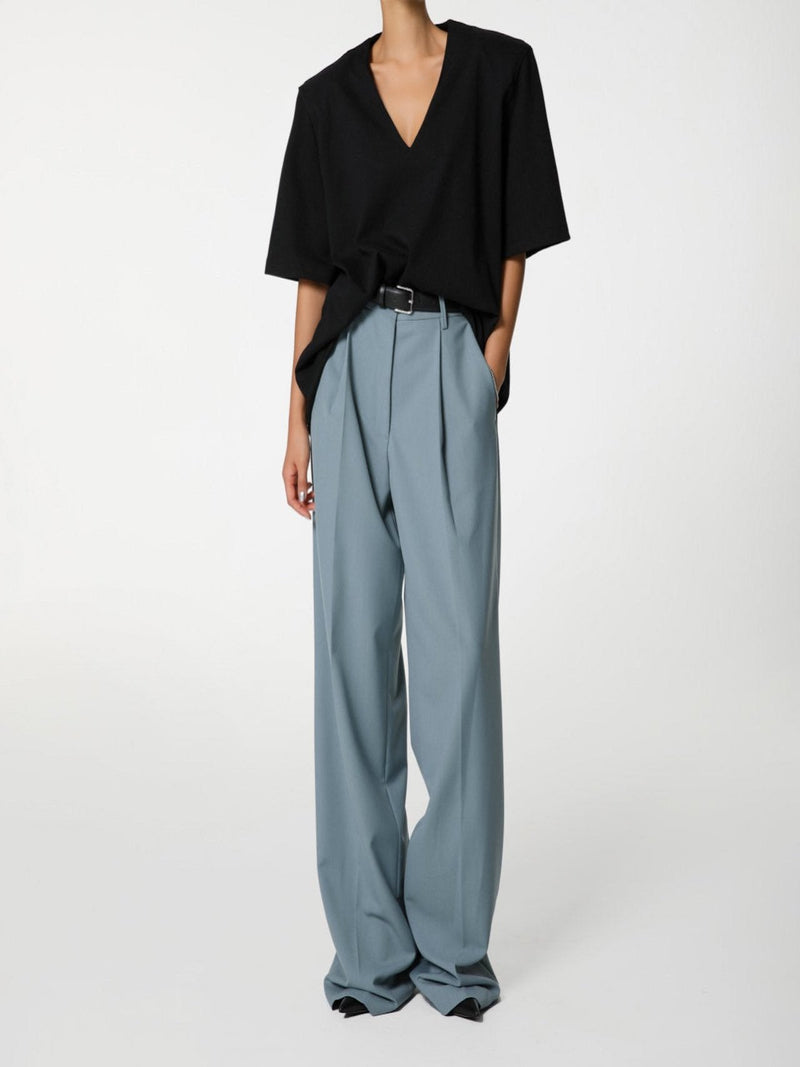 HIGH WAIST ONE PLEAT WIDE TROUSERS