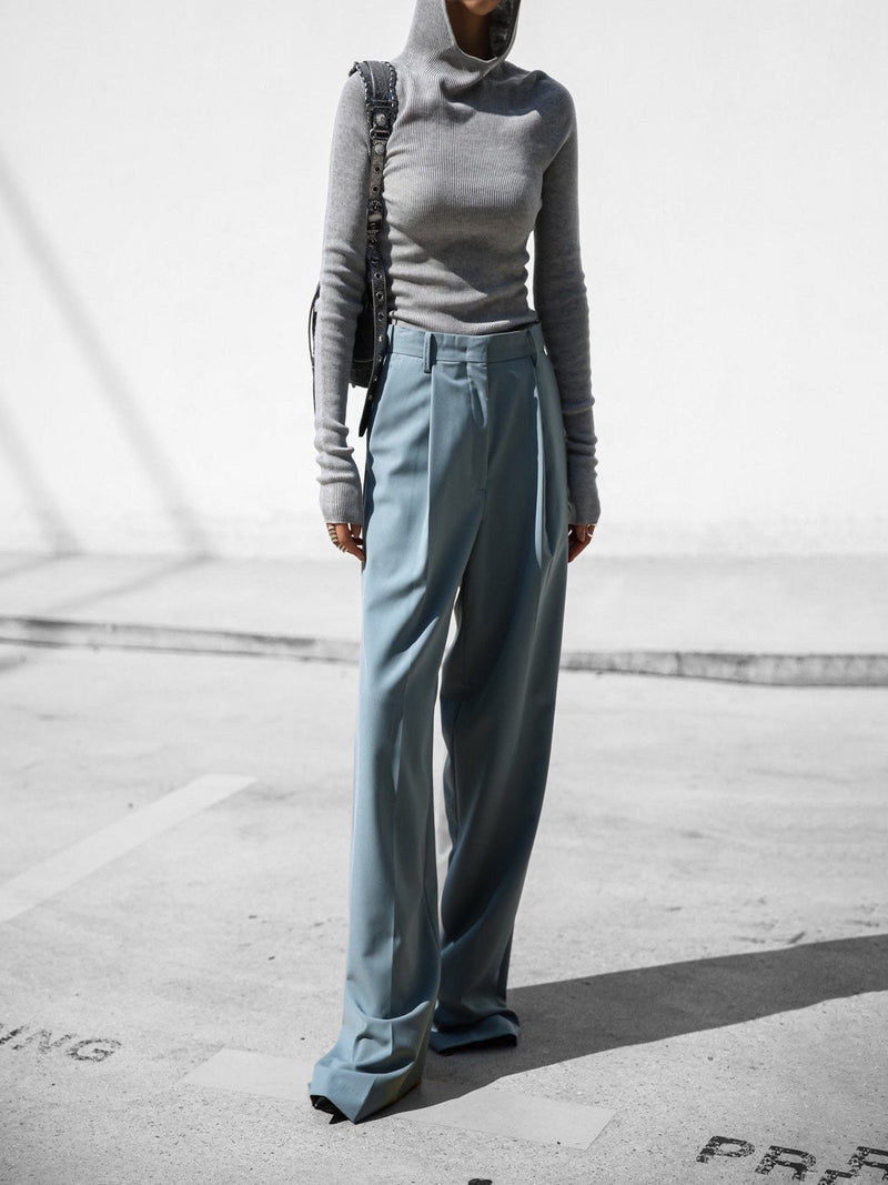 HIGH WAIST ONE PLEAT WIDE TROUSERS