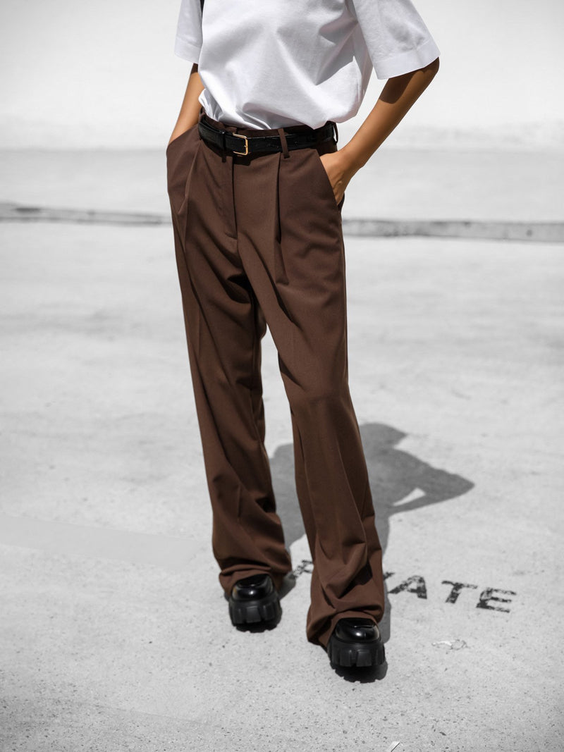 HIGH WAIST ONE PLEAT WIDE TROUSERS