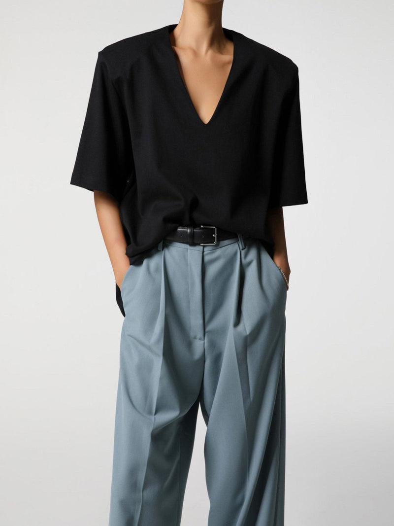 HIGH WAIST ONE PLEAT WIDE TROUSERS