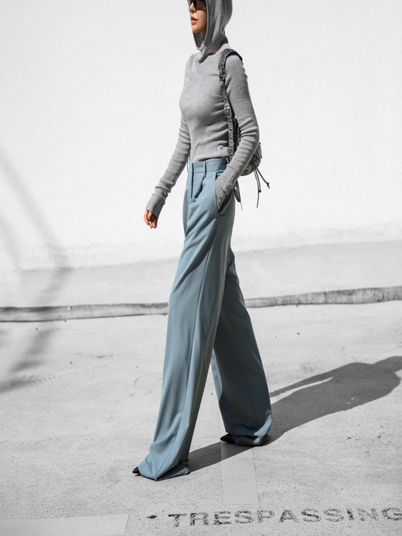 HIGH WAIST ONE PLEAT WIDE TROUSERS