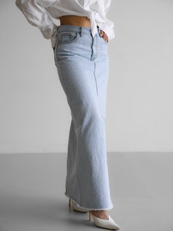 ICE BLUE MAXI DENIM SKIRT