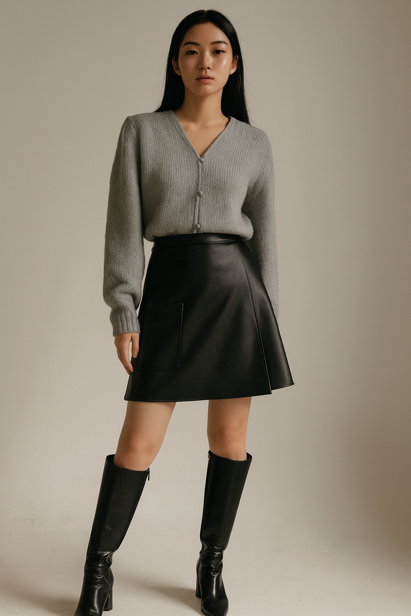 VEGAN LEATHER UTILITY SKIRT