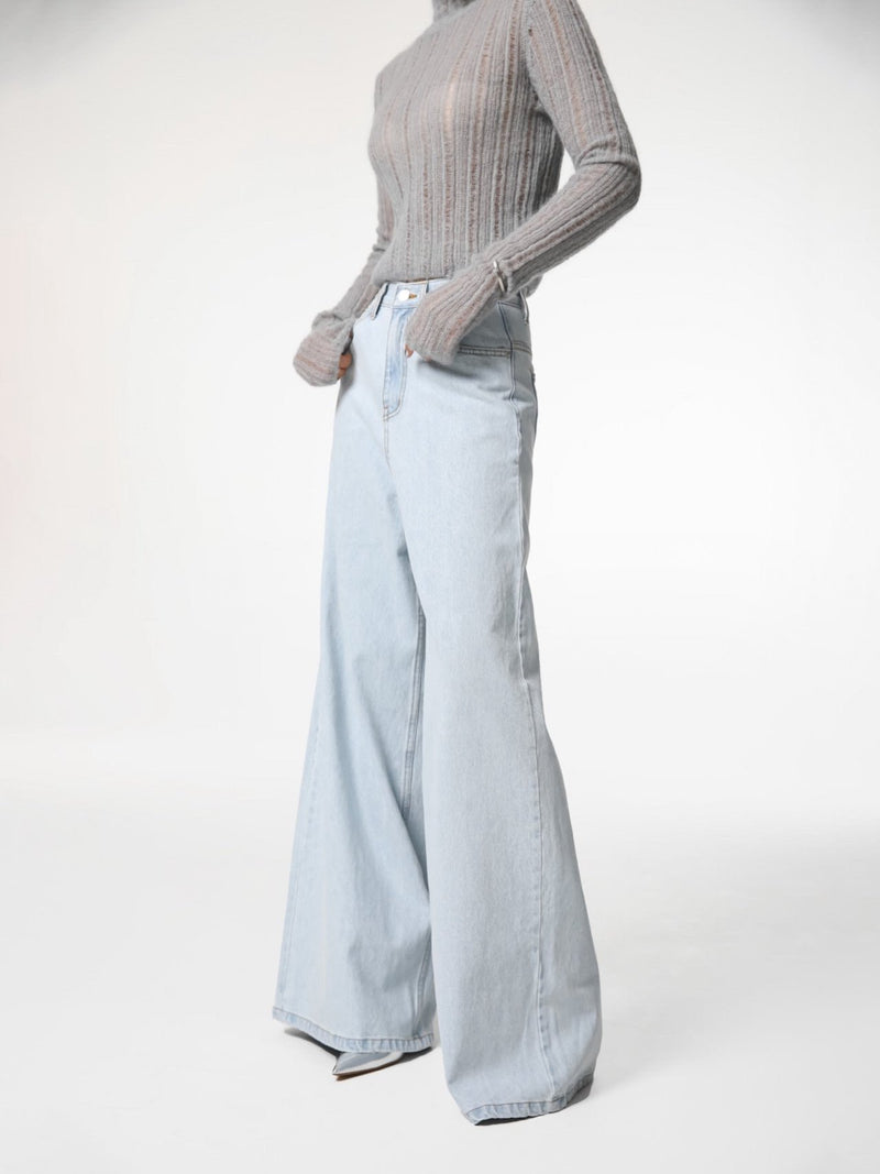 72890 Wide loose full length pants Ice Blue
