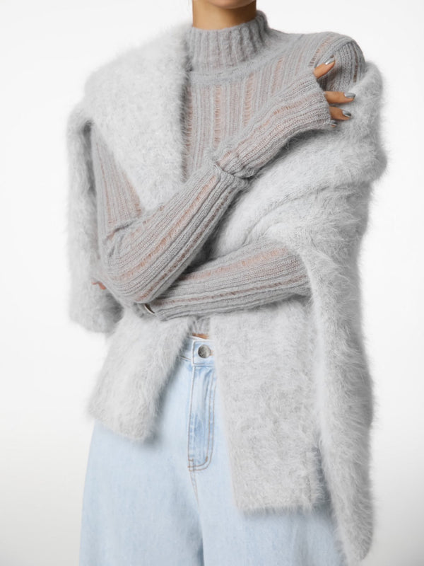 LUXE MINK ANGORA OVERSIZED KNIT CARDIGAN