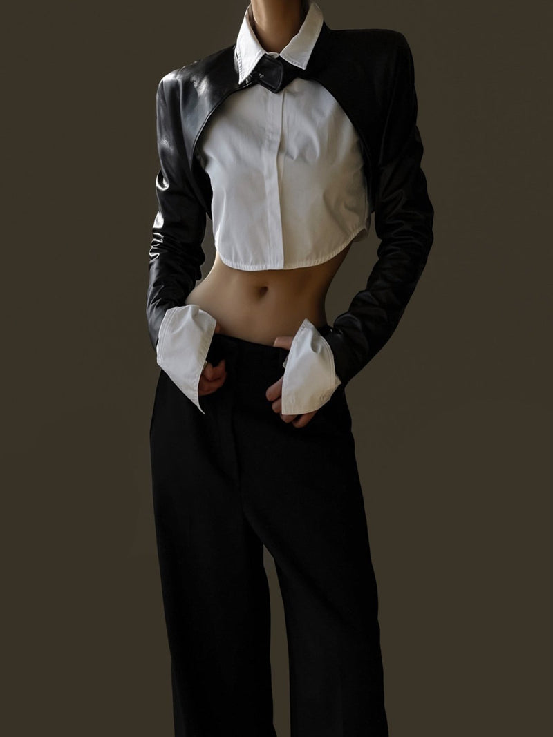 LEATHER CROPPED BOLERO JACKET