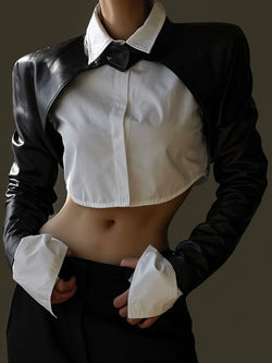 LEATHER CROPPED BOLERO JACKET