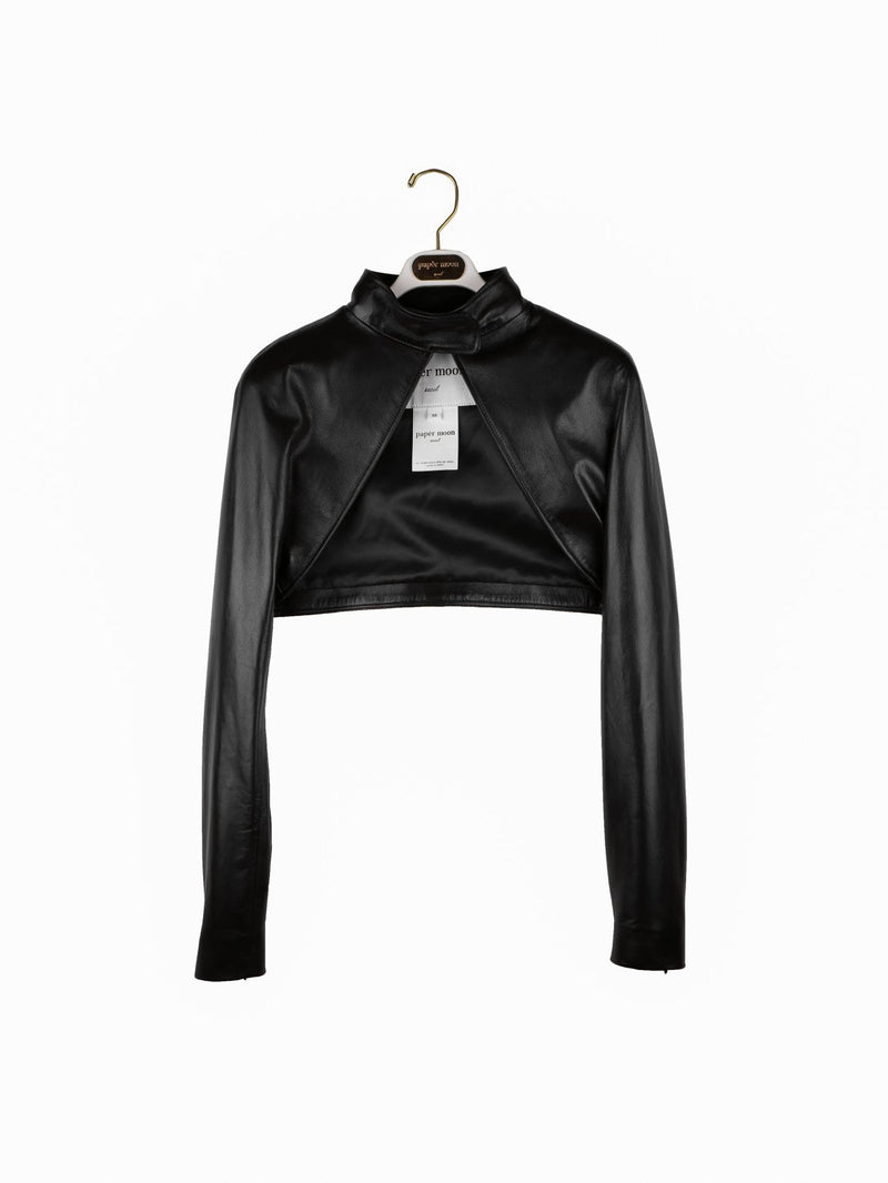 LEATHER CROPPED BOLERO JACKET