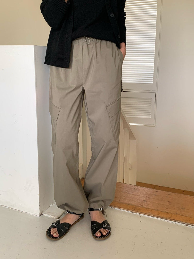 LINEN CARGO BANDED PANTS