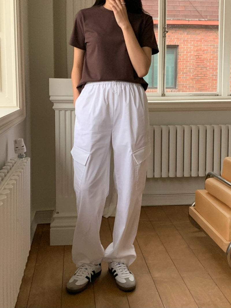 LINEN CARGO BANDED PANTS