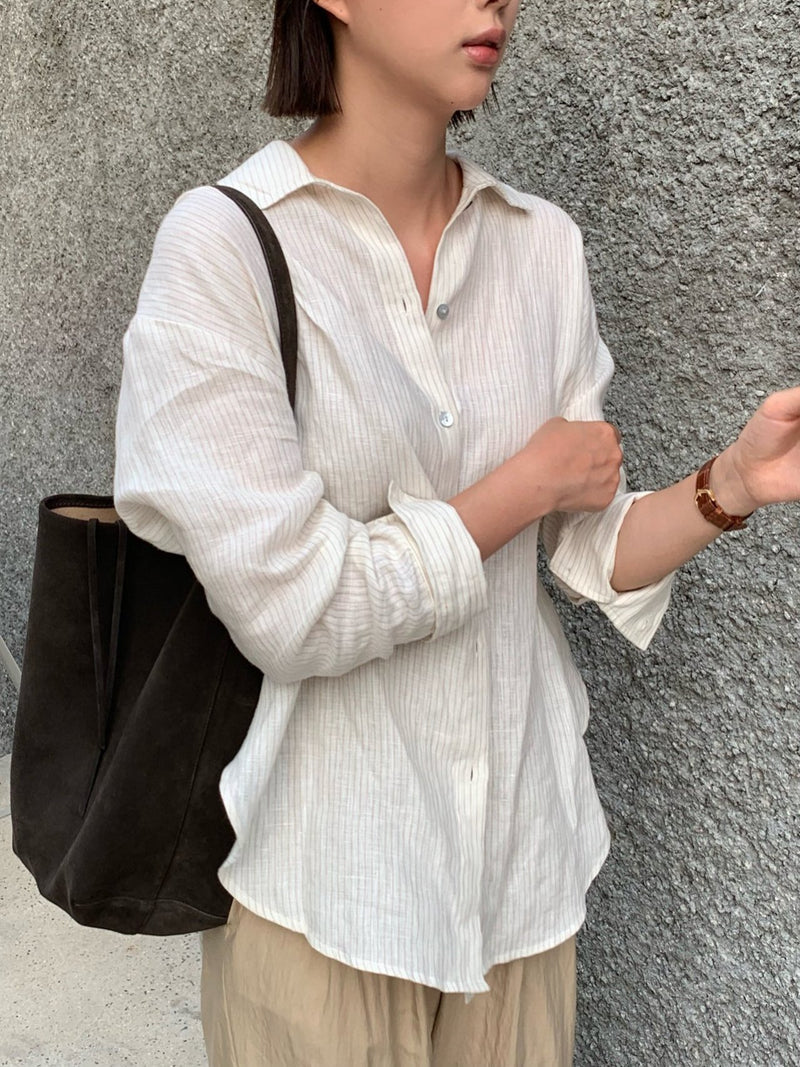 LOOSE FIT LINEN STRIPE SHIRT