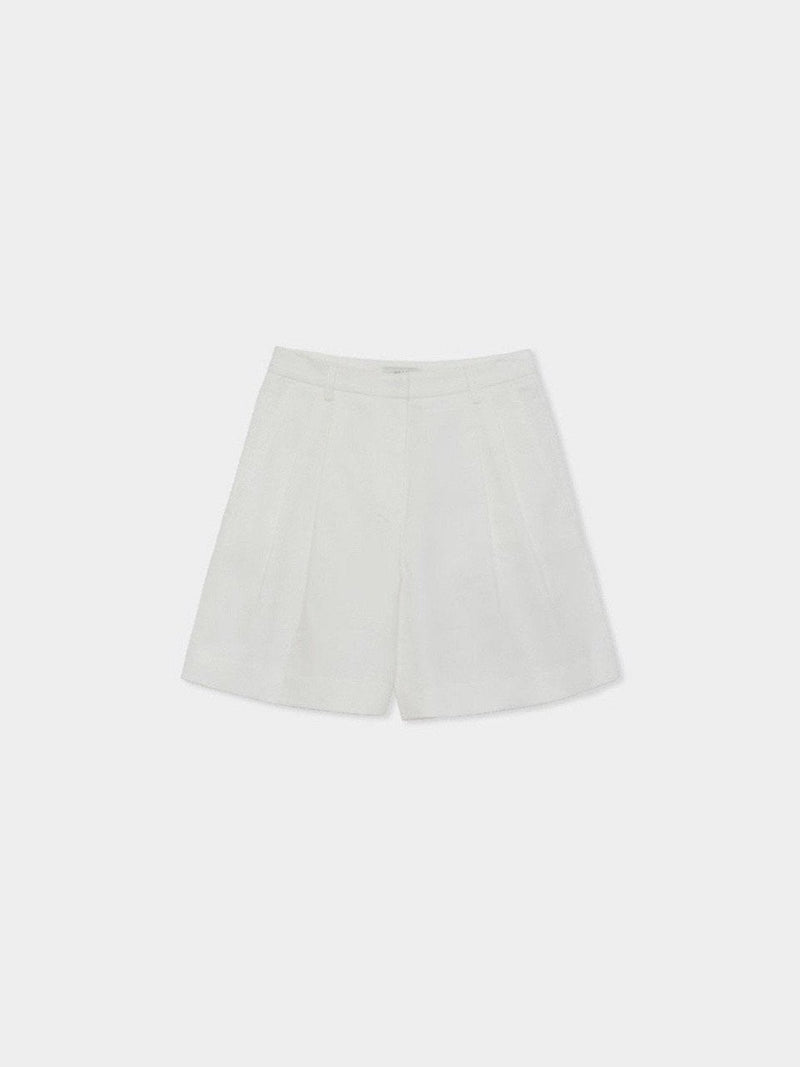 LINEN TWILL PIN TUCK SHORTS