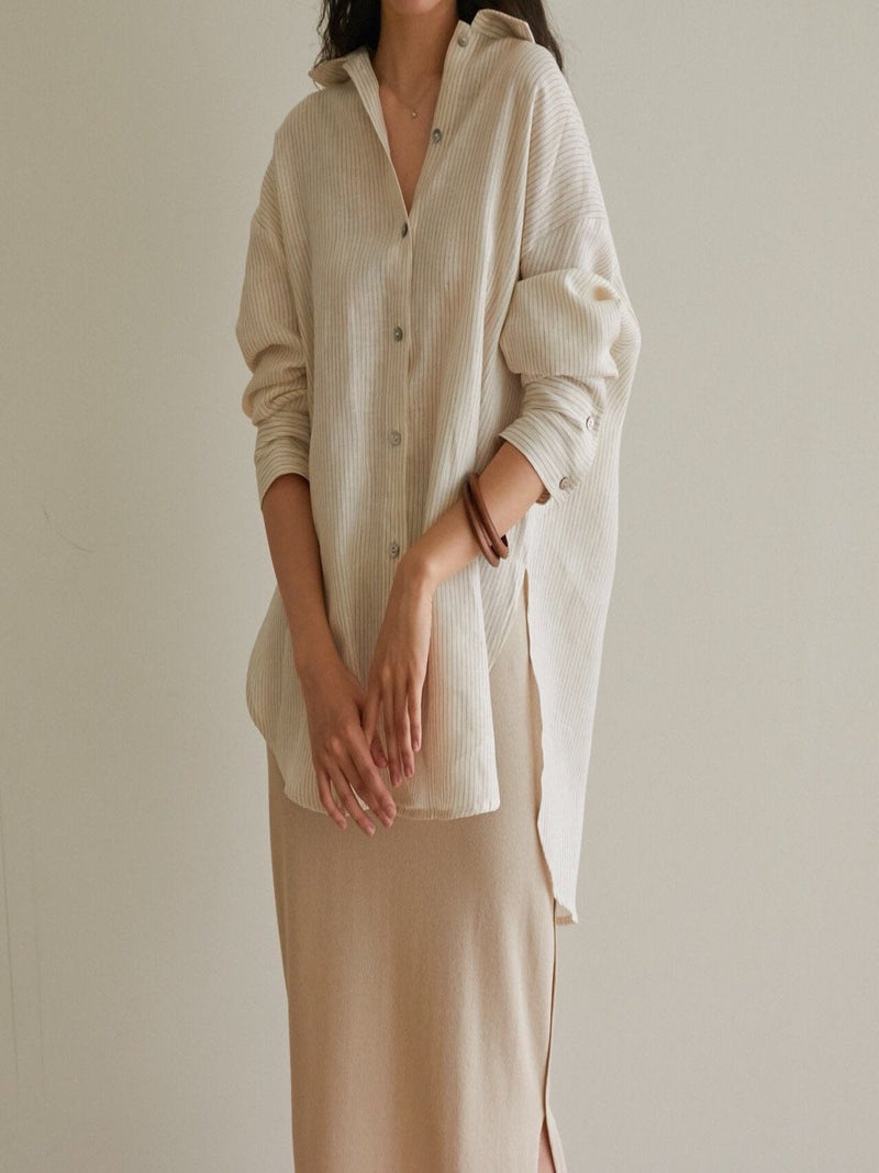 LOOSE FIT LINEN STRIPE SHIRT