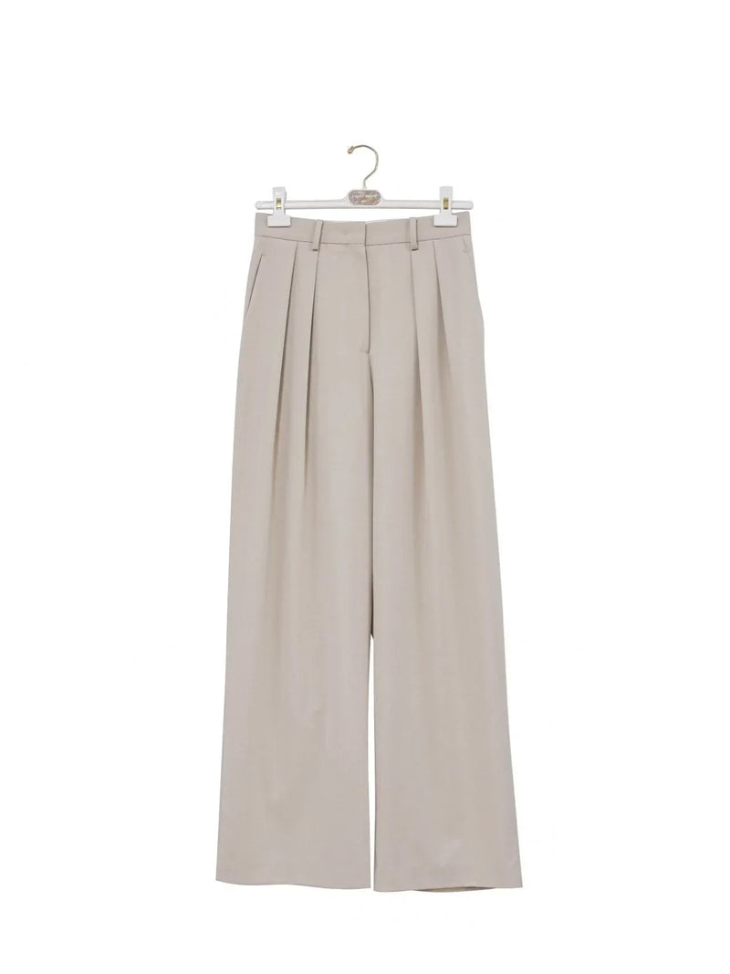 LOW WAISTED DOUBLE PLEATED WIDE TROUSERS