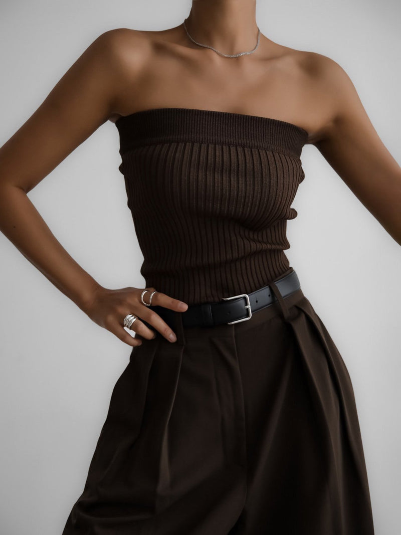 LOW WAISTED DOUBLE PLEATED WIDE TROUSERS