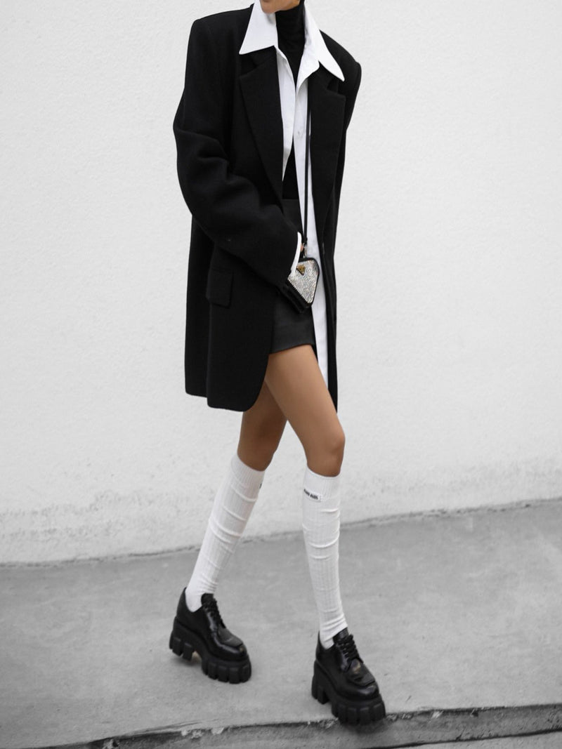 LUXE HERRINGBONE WOOL OVERSIZED BLAZER