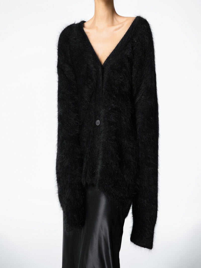 LUXE MINK ANGORA OVERSIZED KNIT CARDIGAN