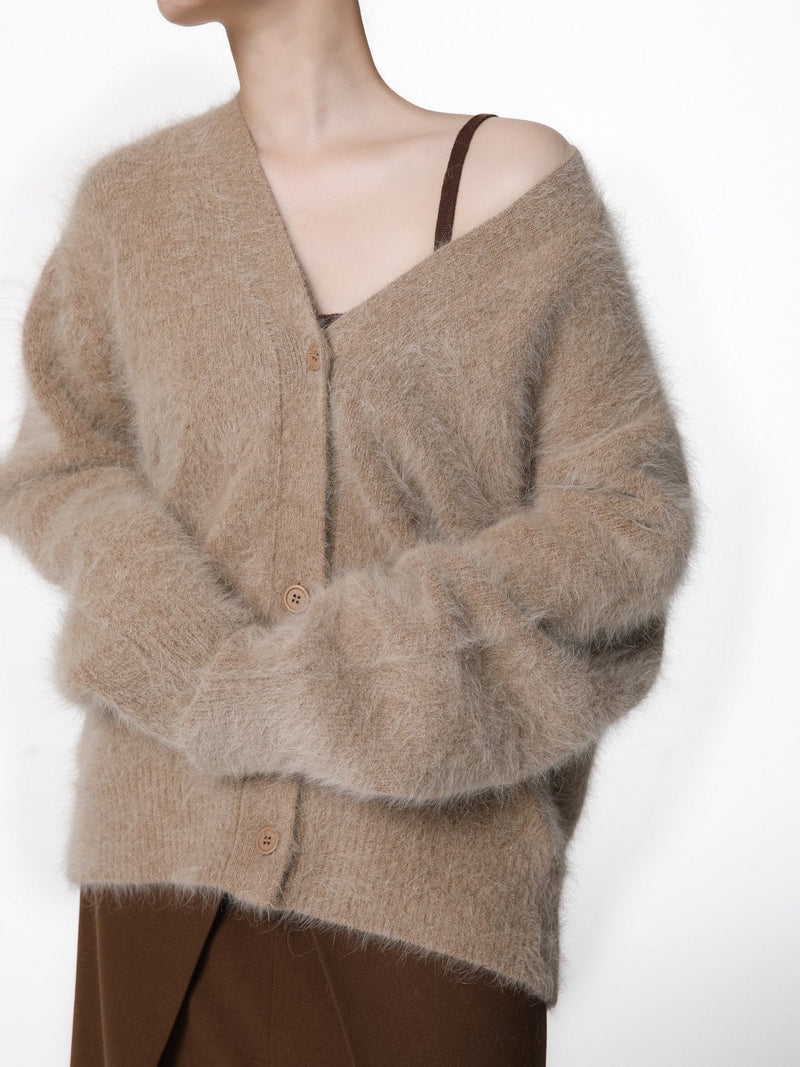 LUXE MINK ANGORA OVERSIZED KNIT CARDIGAN