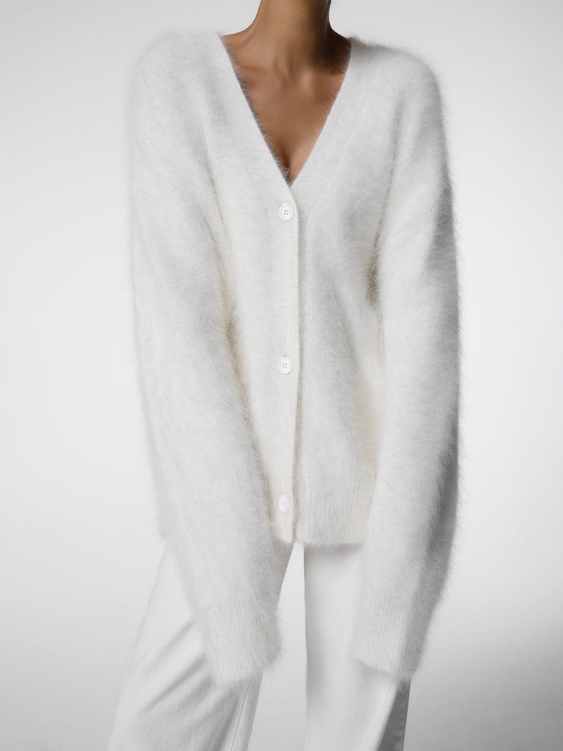 LUXE MINK ANGORA OVERSIZED KNIT CARDIGAN