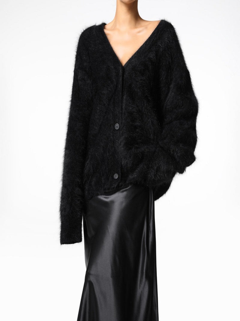 LUXE MINK ANGORA OVERSIZED KNIT CARDIGAN