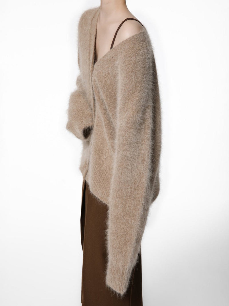 LUXE MINK ANGORA OVERSIZED KNIT CARDIGAN