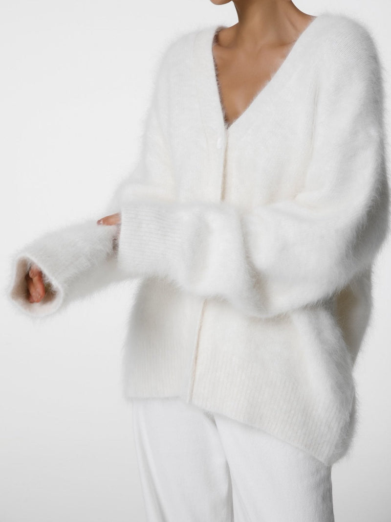 LUXE MINK ANGORA OVERSIZED KNIT CARDIGAN