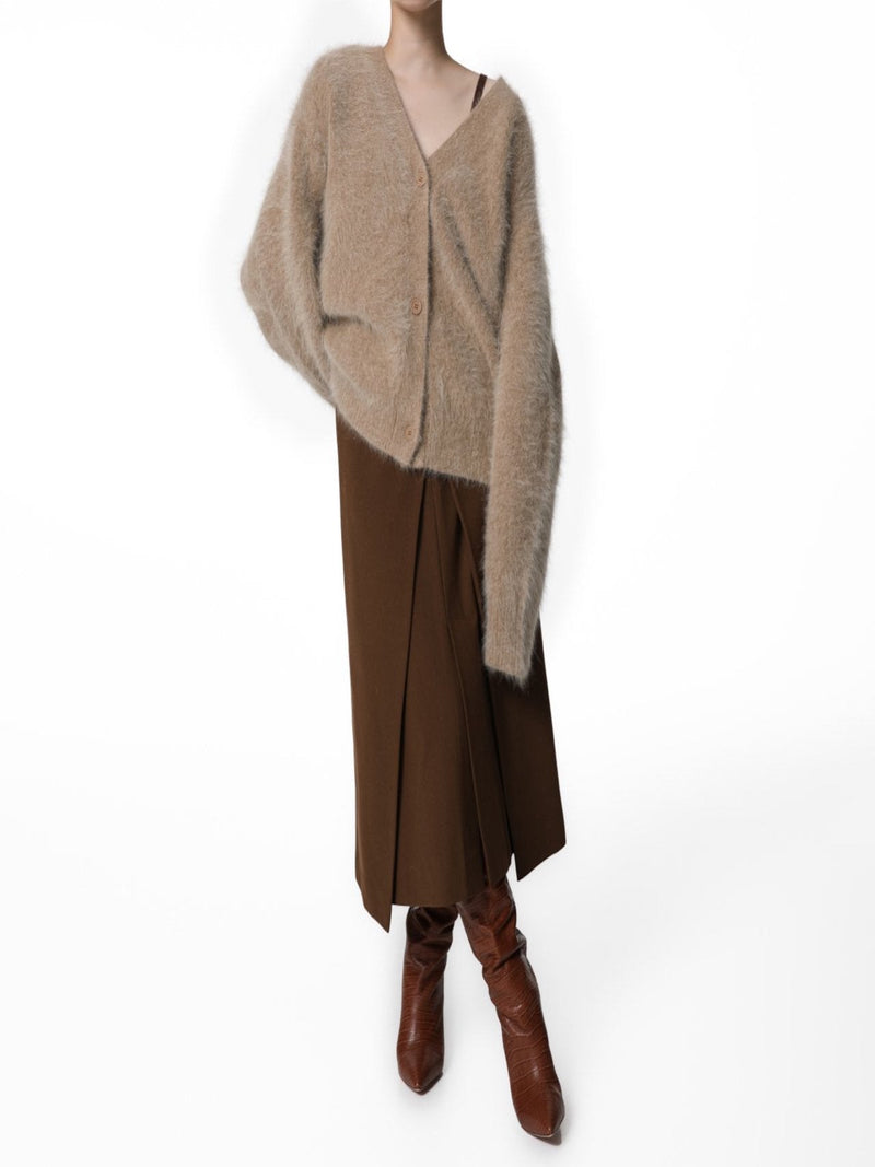 LUXE MINK ANGORA OVERSIZED KNIT CARDIGAN