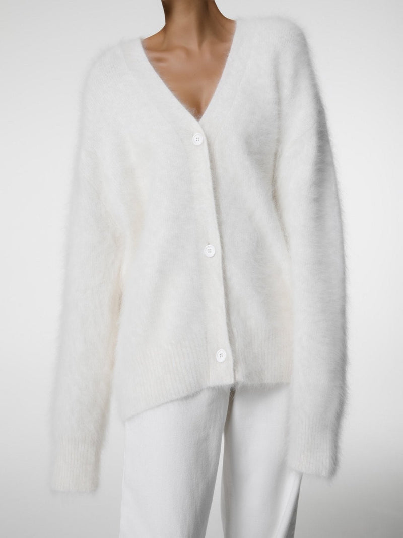 LUXE MINK ANGORA OVERSIZED KNIT CARDIGAN