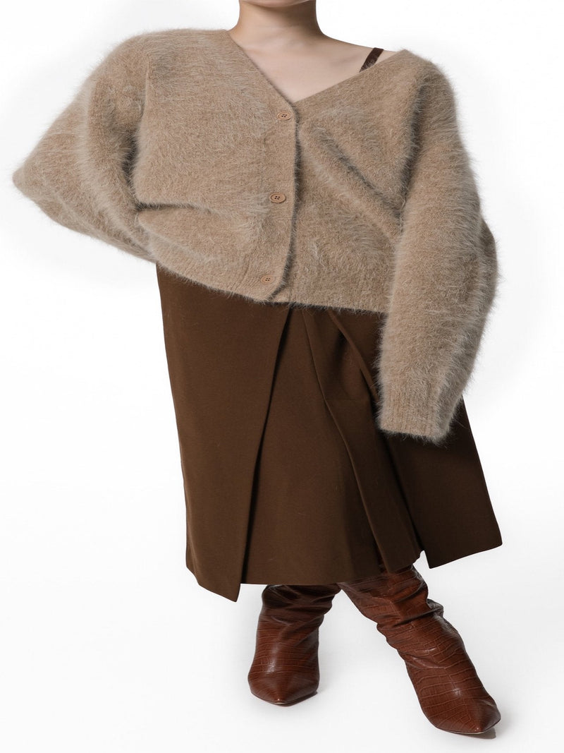 LUXE MINK ANGORA OVERSIZED KNIT CARDIGAN