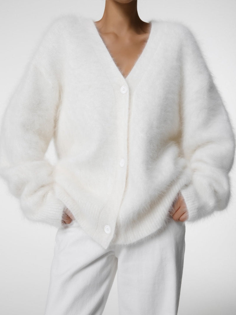 LUXE MINK ANGORA OVERSIZED KNIT CARDIGAN