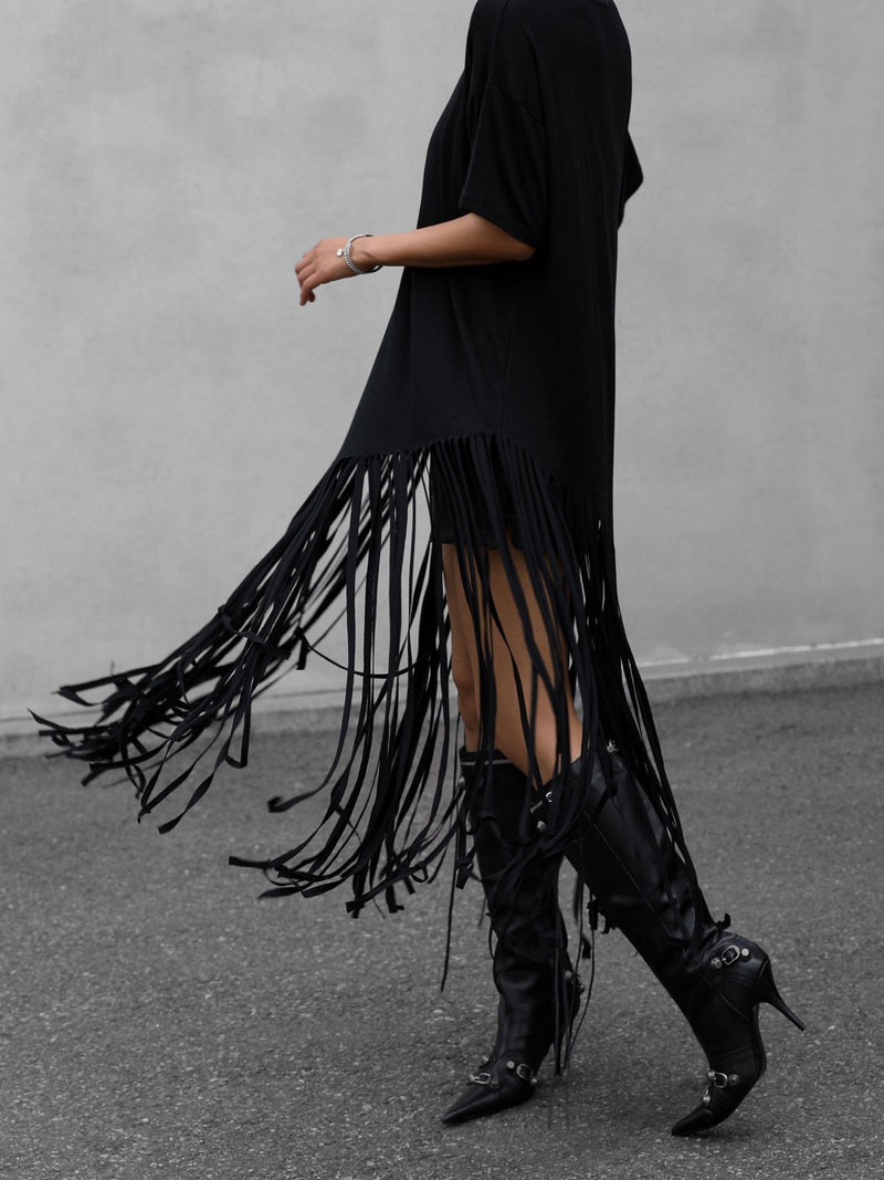 MAXI LENGTH FRINGE DETAIL TOP