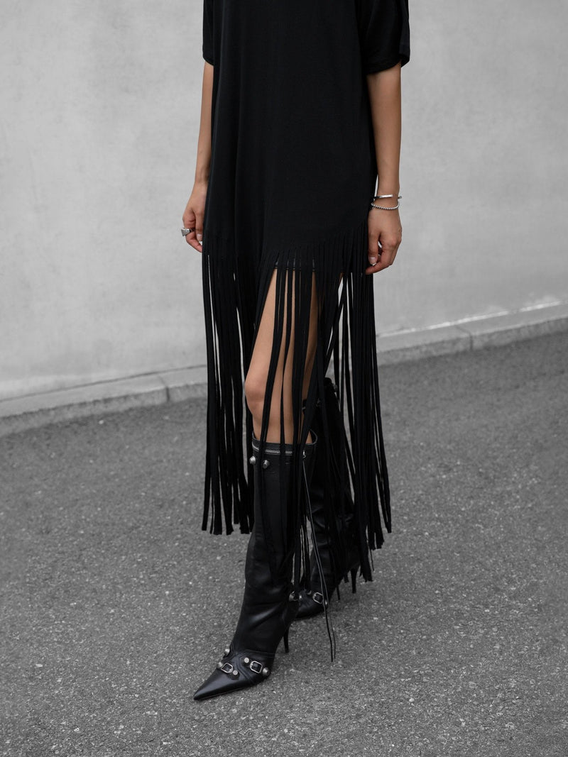 MAXI LENGTH FRINGE DETAIL TOP