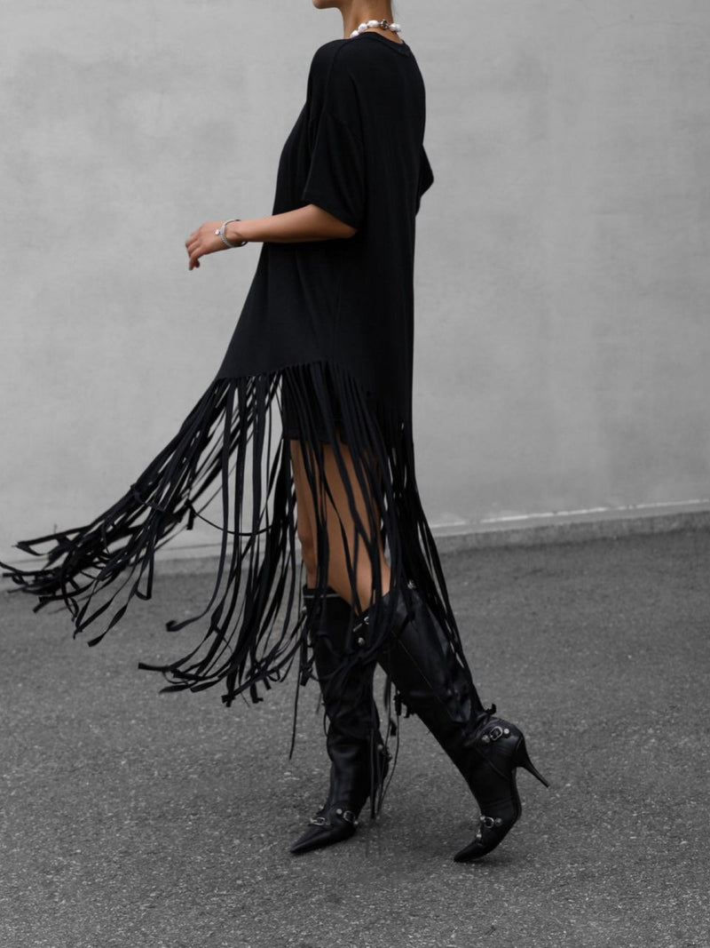 MAXI LENGTH FRINGE DETAIL TOP