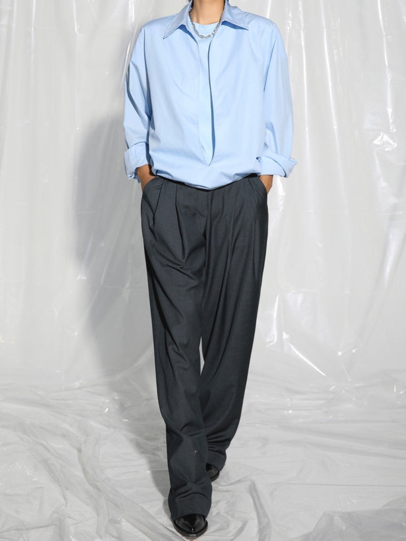 MAXI LENGTH WIDE PIN TUCK TROUSERS