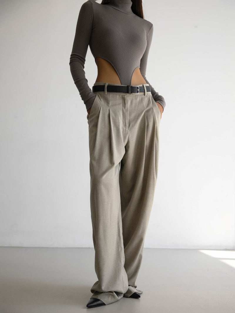 MAXI LENGTH WIDE PIN TUCK TROUSERS