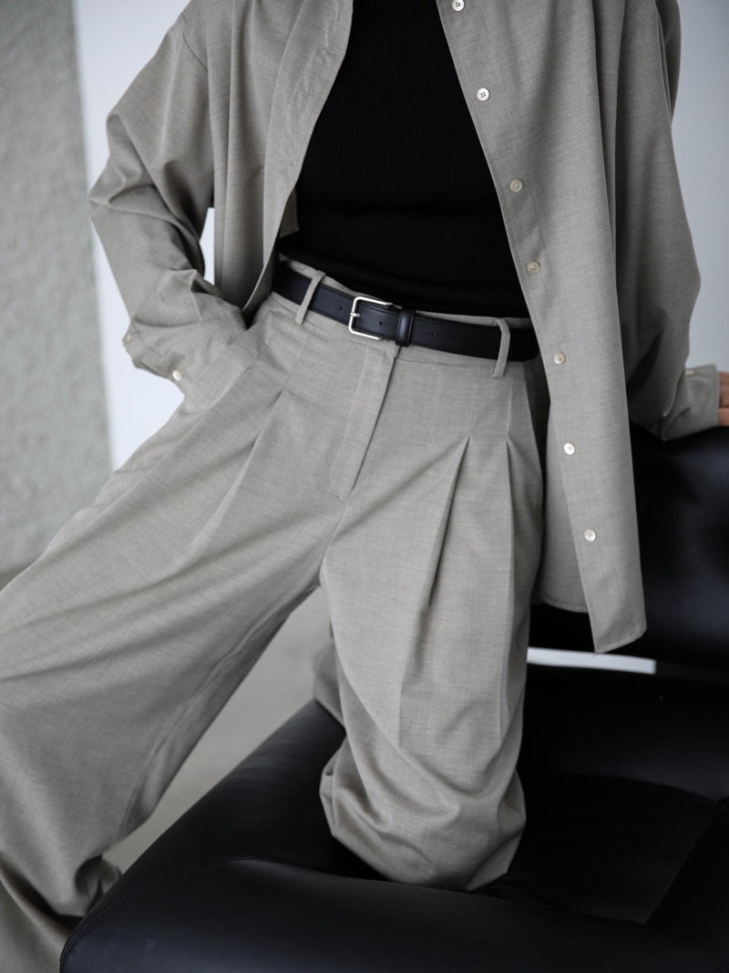 MAXI LENGTH WIDE PIN TUCK TROUSERS