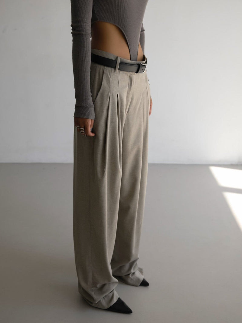 MAXI LENGTH WIDE PIN TUCK TROUSERS