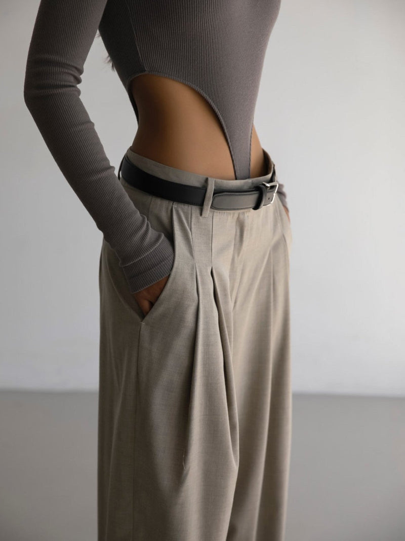 MAXI LENGTH WIDE PIN TUCK TROUSERS