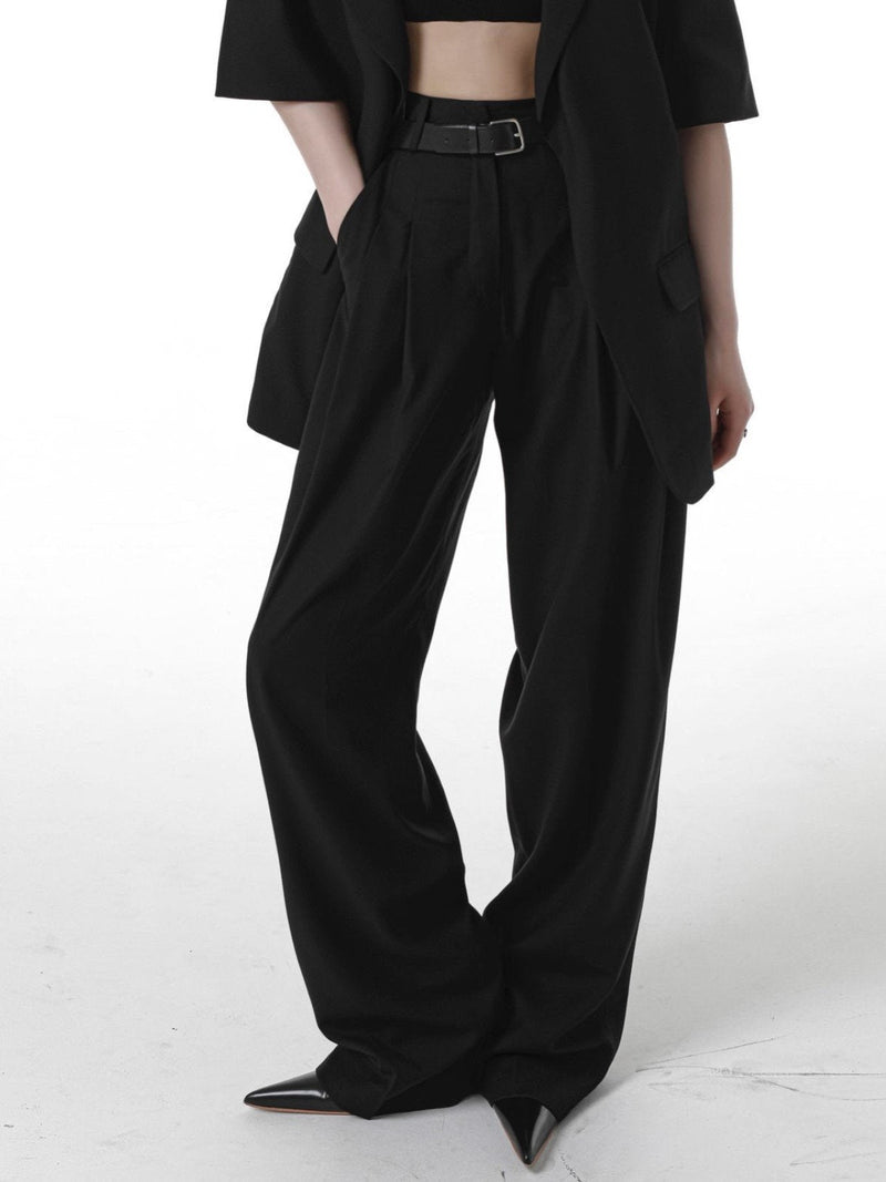 MAXI LENGTH WIDE PIN TUCK TROUSERS