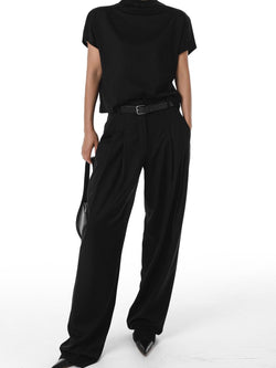 MAXI LENGTH WIDE PIN TUCK TROUSERS