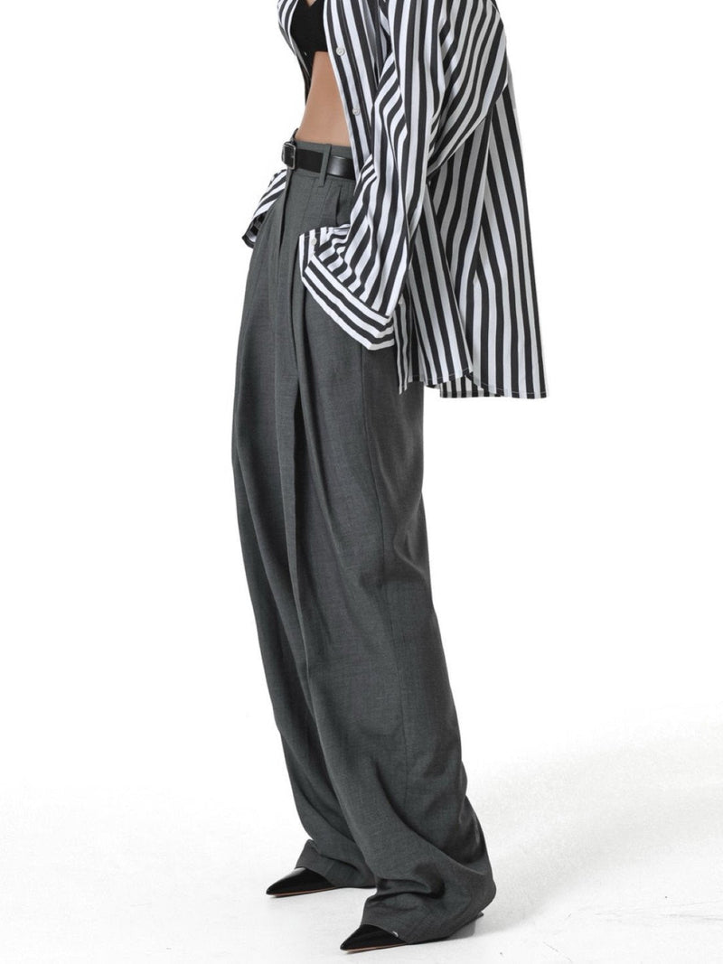 MAXI LENGTH WIDE PIN TUCK TROUSERS