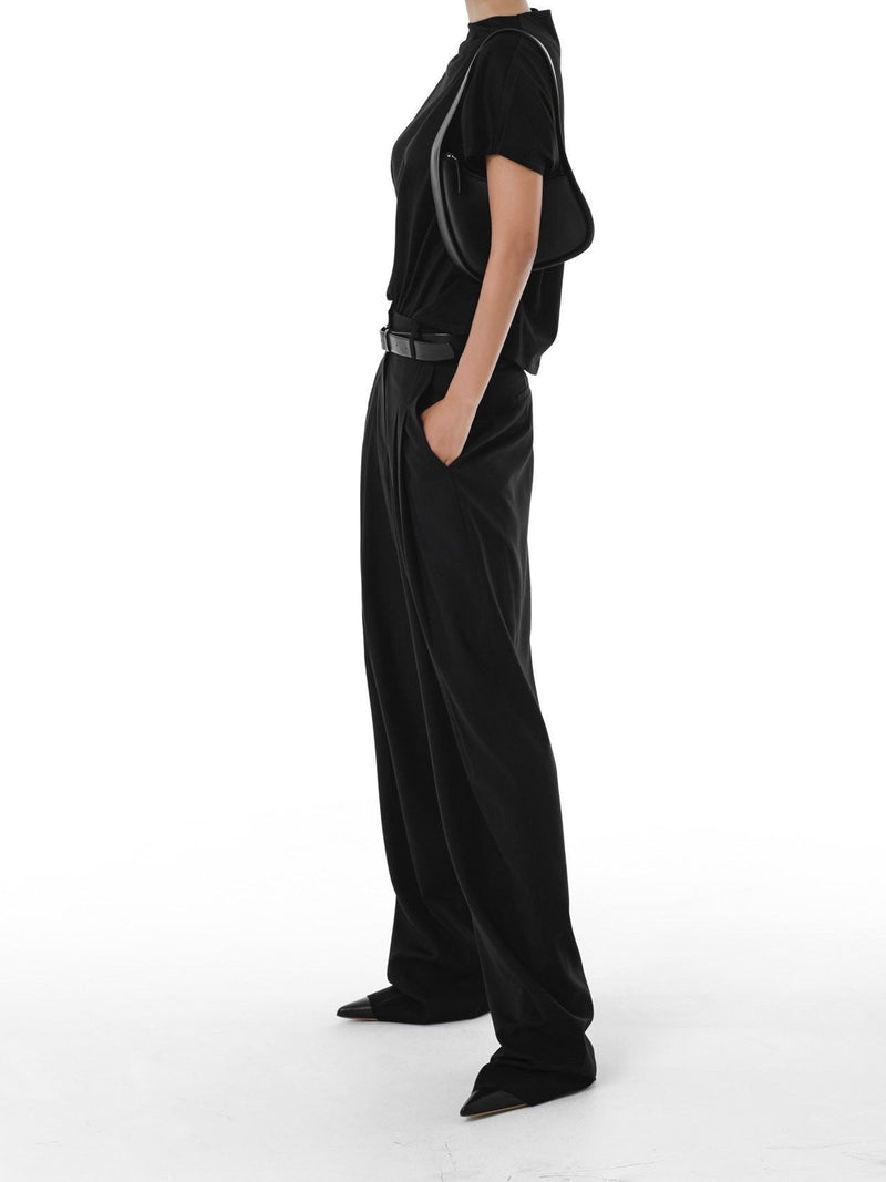 MAXI LENGTH WIDE PIN TUCK TROUSERS